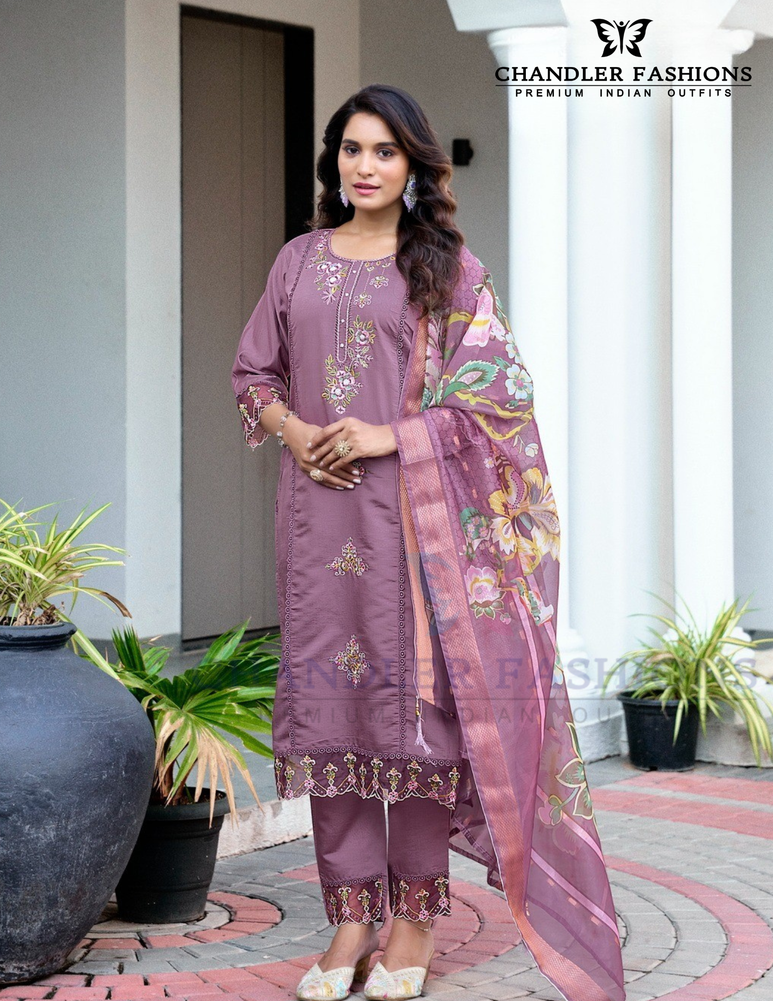 Wonderful Lavender Color Roman Silk Salwar Suits With Dupatta For Women