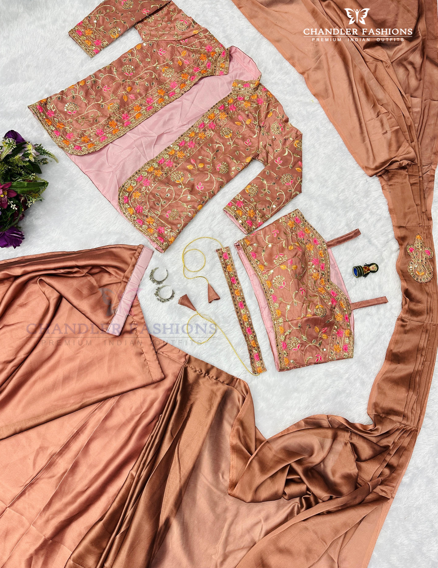 Rangoli Fabric Ready To Wear Saree With Embroidered Shrug In USA