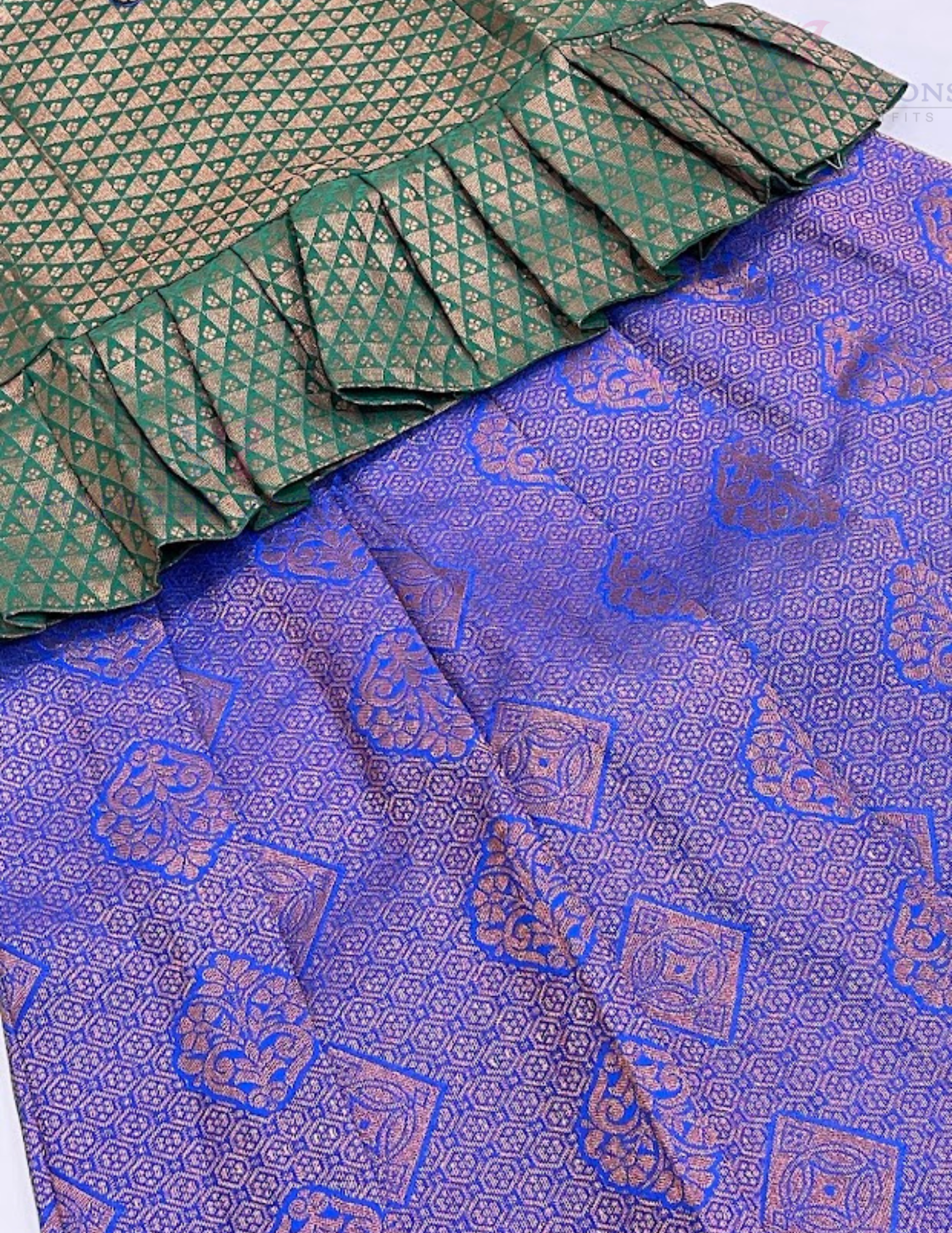 Green And Blue Color Stone Work With Silk Langa set Indian Ethnic Wear 