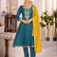 Attractive Teal Blue Color Chanderi Silk Salwar Suits With Embroidery Work For Women