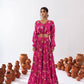 Attractive Pink Color Floral Printed Tier Lehenga With Crop Top