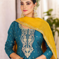 Attractive Teal Blue Color Chanderi Silk Salwar Suits With Embroidery Work For Women Near Me