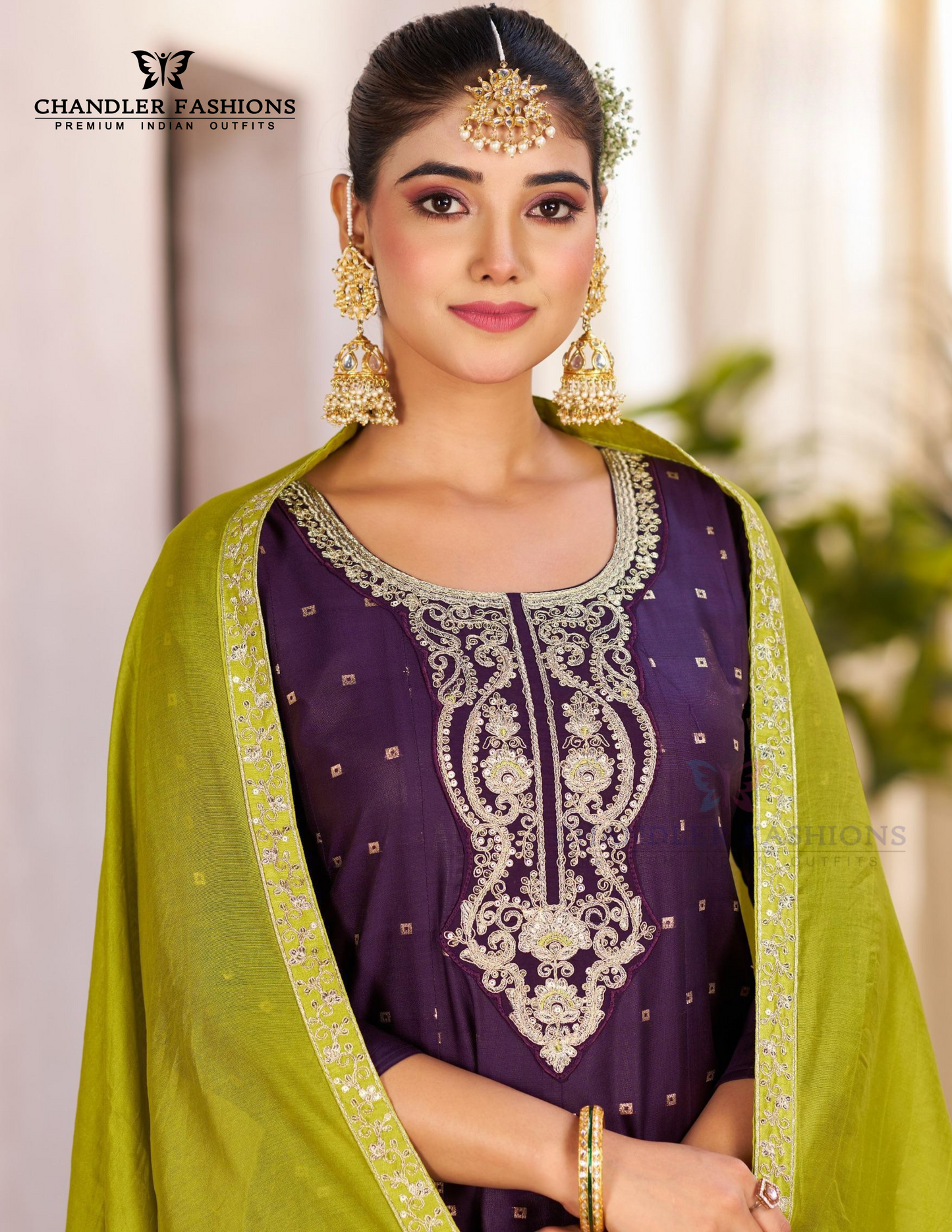 Charming Purple Color Chanderi Silk Salwar Suits With Embroidery Work For Women Near Me