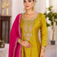 Graceful Mustard Yellow Color Chanderi Silk Salwar Suits With Embroidery Work For Women Near Me