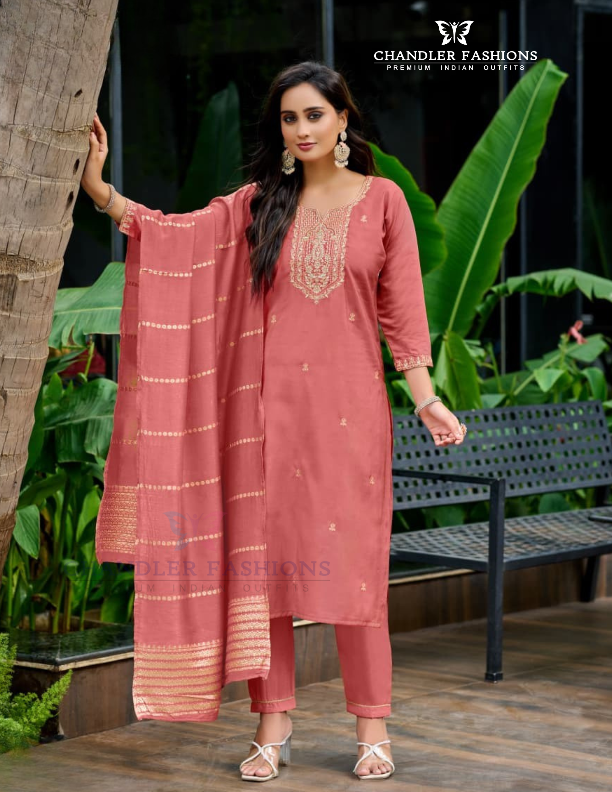 Alluring Peach Color Shimmer Salwar Suits Embroidery Work With Dupatta Set For Women