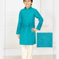 Alluring Blue Color Poly Cotton With Print Work Kurta Pajama Set For Kids