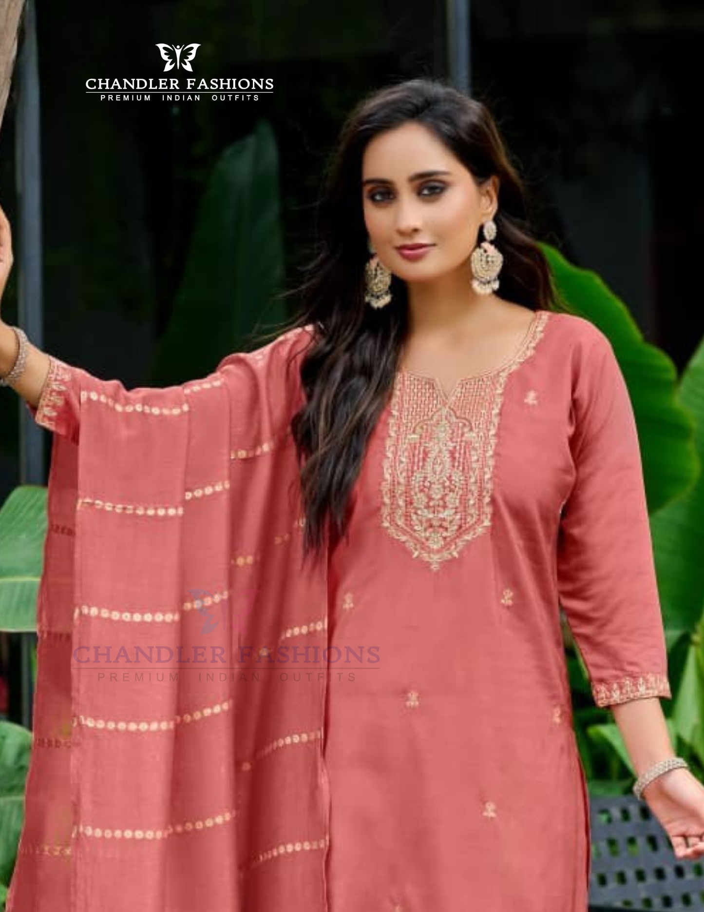 Peach Color Shimmer Salwar Suits Embroidery Work With Dupatta Set Near Me