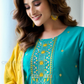 Sky Blue And Yellow Color Roman Silk Salwar Suits In USA