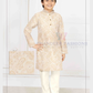 Charming Beige Color Poly Cotton With Print Work Kurta Pajama Set For Kids