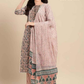 Beautiful Peach Color Cotton With Chanderi Silk Work Kurti Suits For Girls 