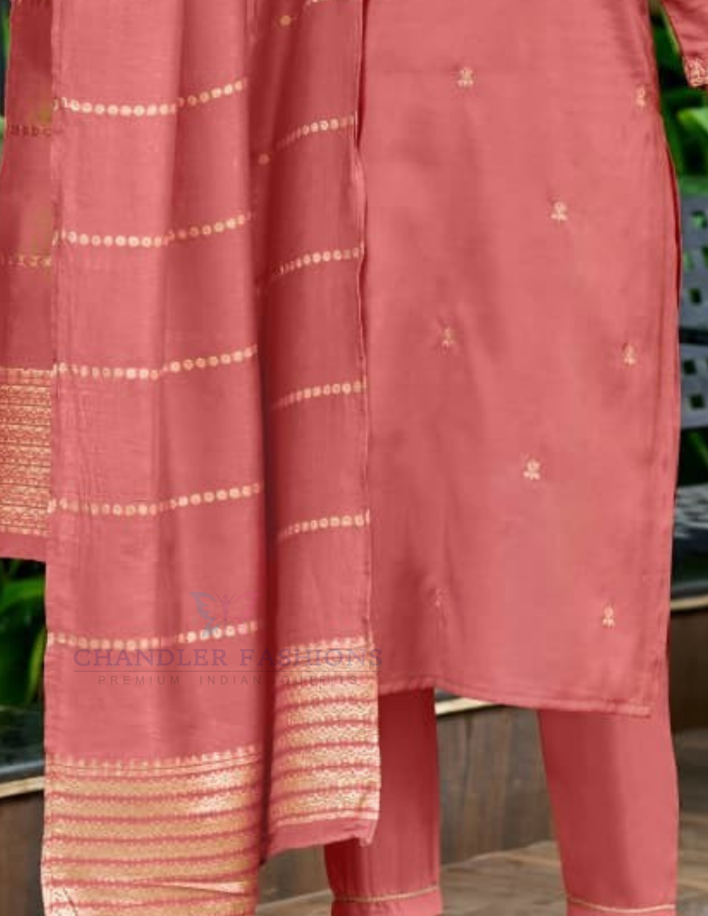 Peach Color Shimmer Salwar Suits Embroidery Work In Mesa