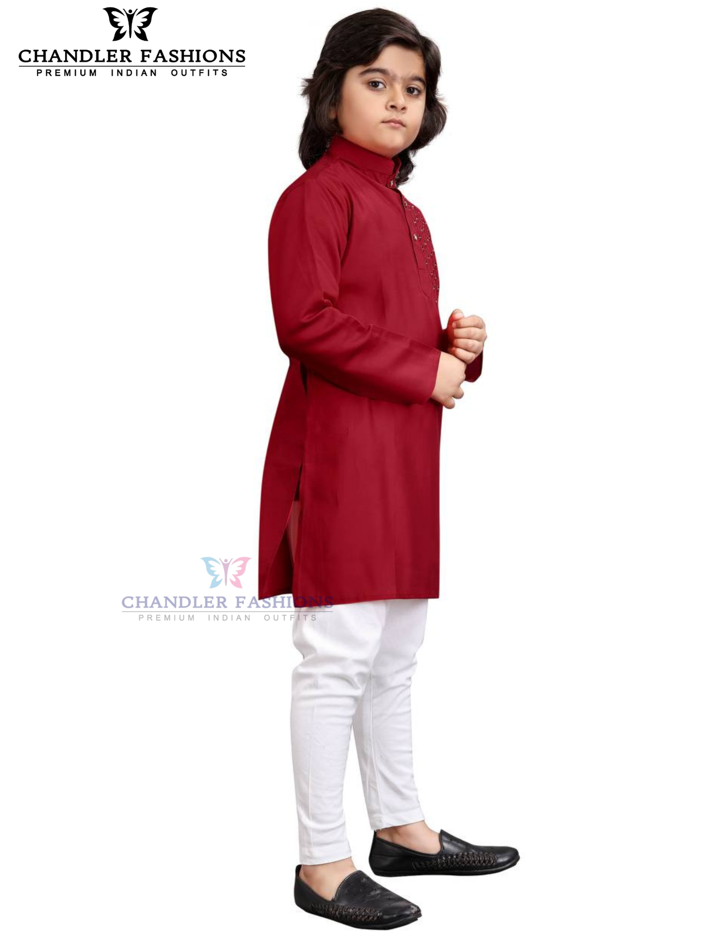 Sequins Work Silk Kurta Set For Kids In USA