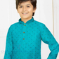 Blue Color Poly Cotton With Print Work Kurta Pajama Set Near Me