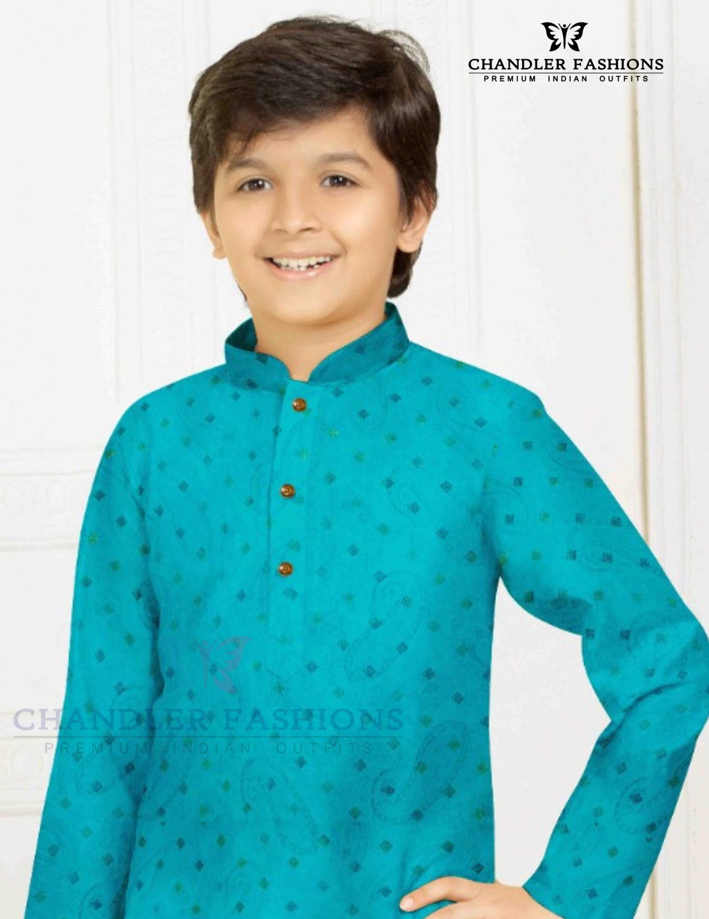 Blue Color Poly Cotton With Print Work Kurta Pajama Set Near Me