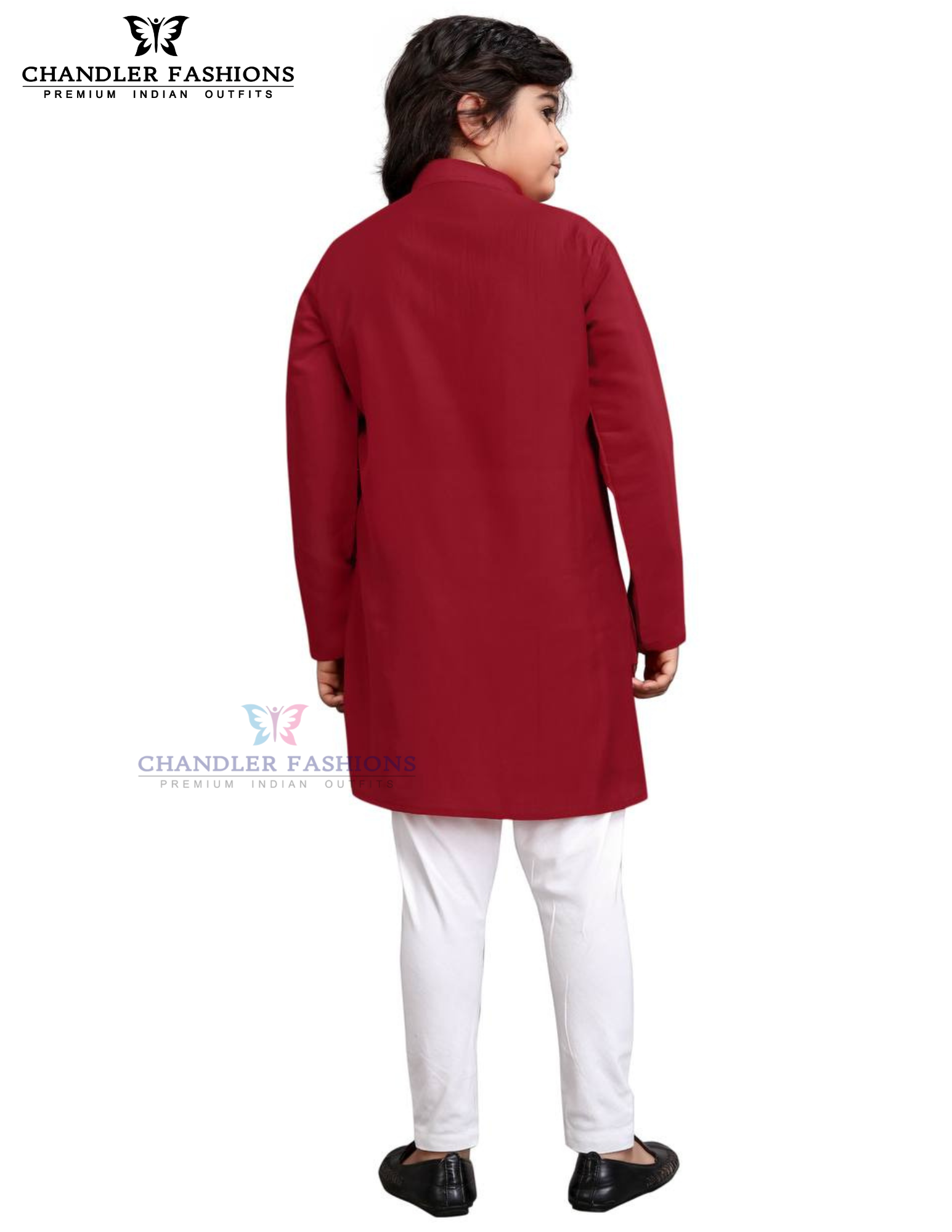 Red Color Silk Kurta Set For Kids In Mesa