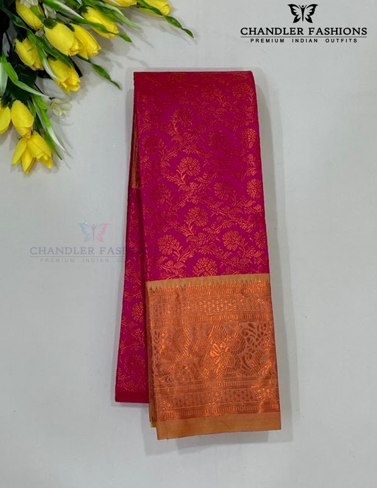 Beautiful Pink Color Art Silk Saree With Silver Zari Work For Women