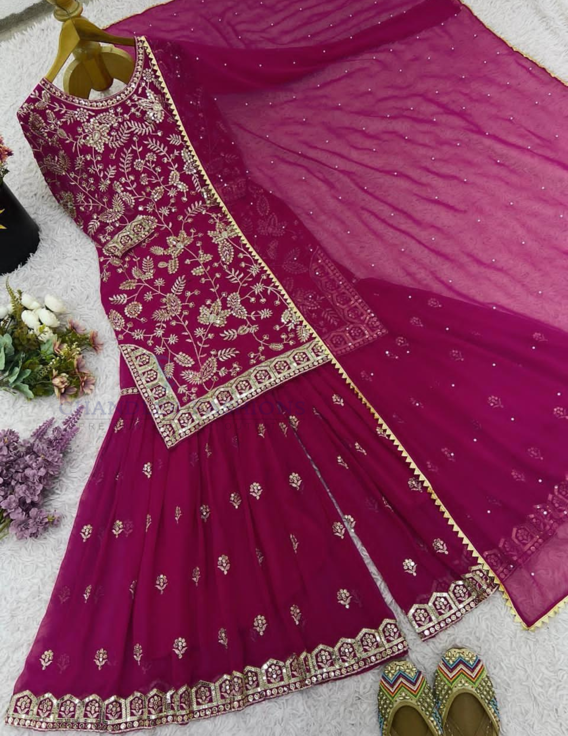 Heavy Faux Georgette Party Wear Palazzo In Suncity