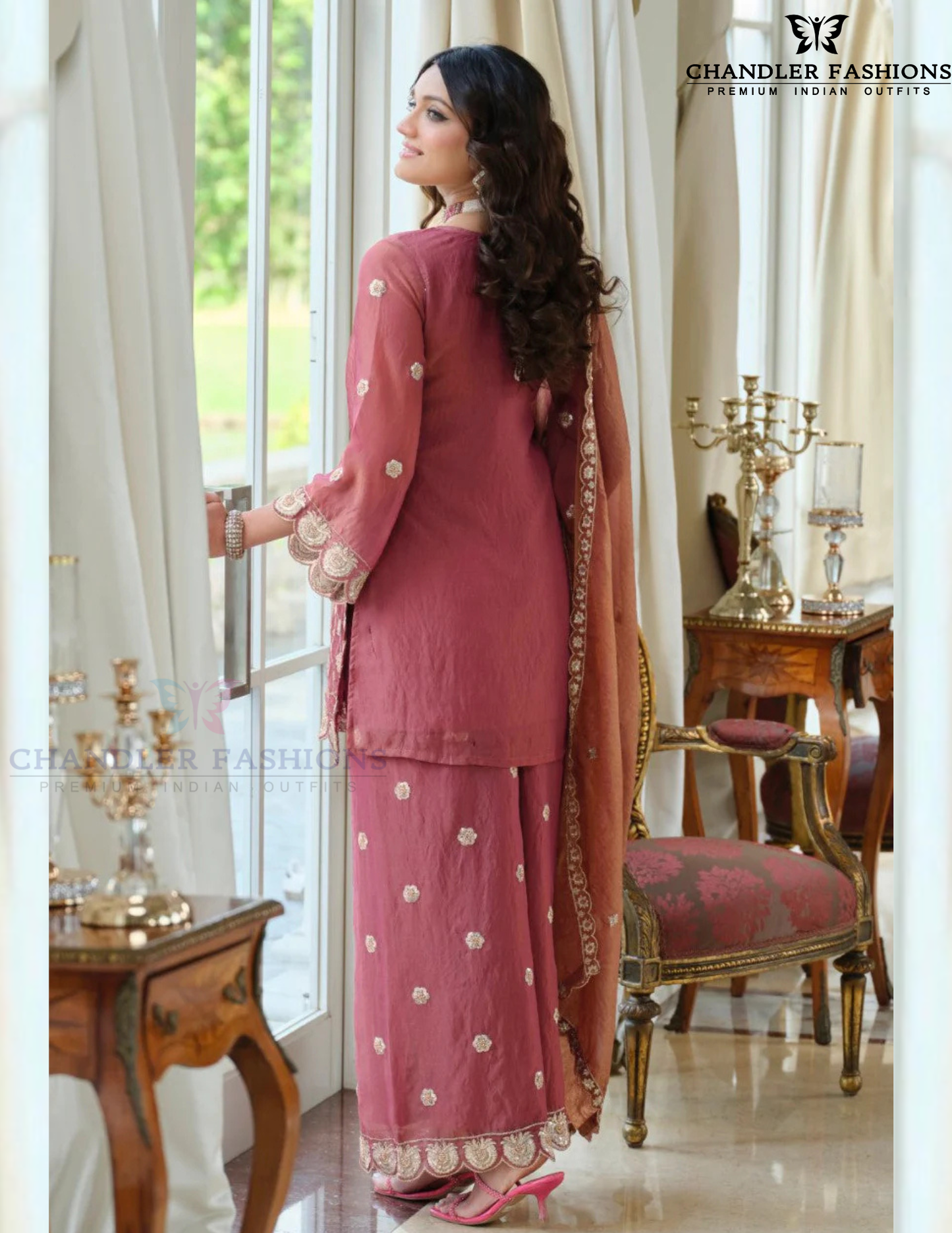 Pink Color Palazzo Suits Scottsdale