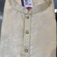 Elegant Ivory Color Brocade Men's Kurta With Cotton Pajama Pant