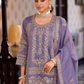Stunning Purple Color Shimmer Palazzo Suits With Embroidery Work For Women