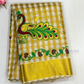 Wonderful Kerala Cotton Peacock Embroidery With Copper Zari Border For women