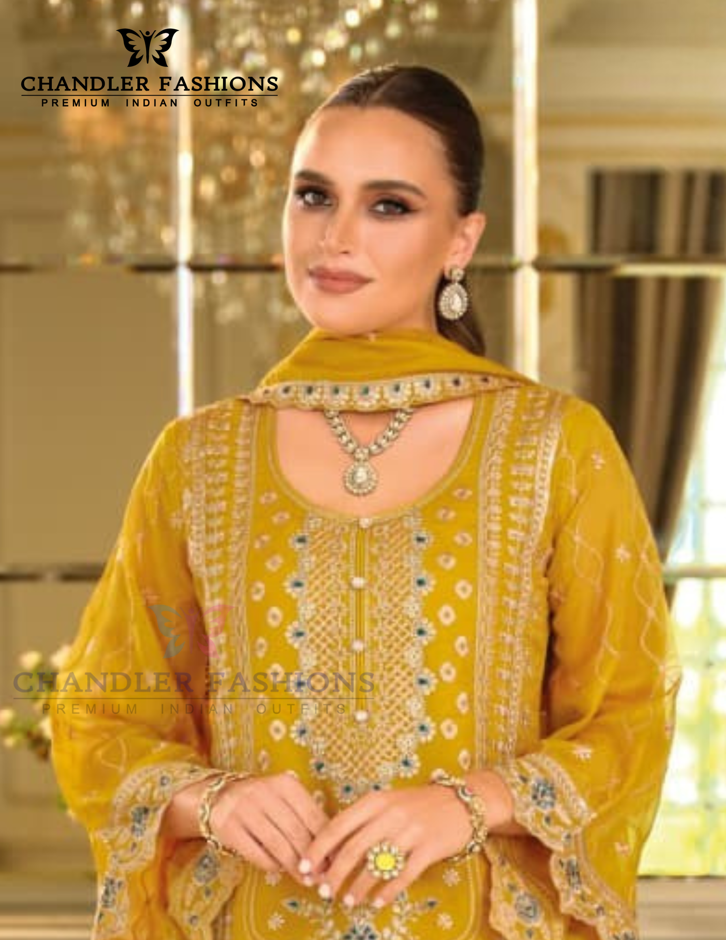 Mustard Yellow Color Soft Organza And Embroidery Work Salwar Suits With Dupatta Near Me