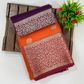 Beautiful Orange Color Pure Kanchi Silk With Gold Zari Work Saree For Women - SILKMARK CERTIFIED Near Me