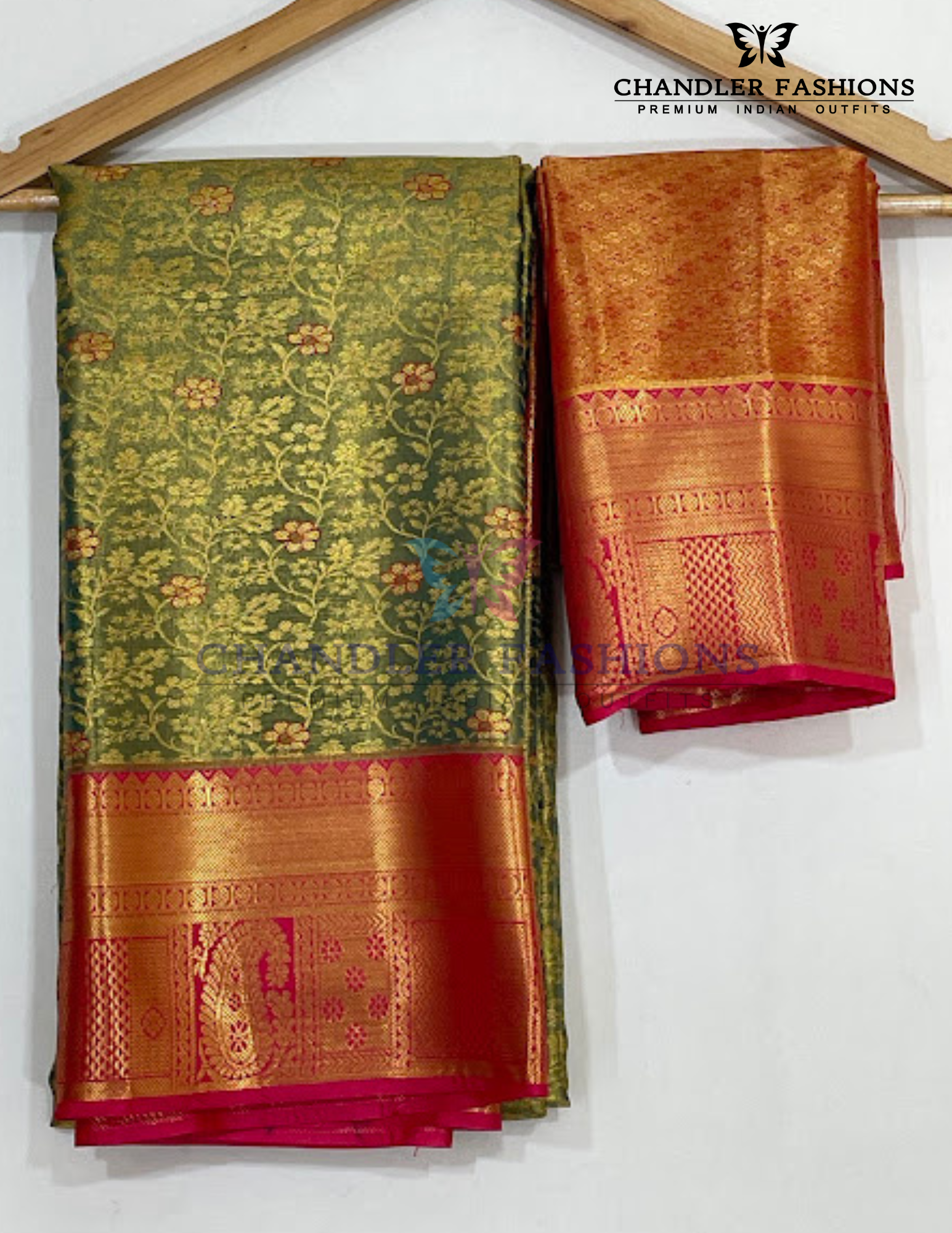 Pure Kanchi Silk With Gold Zari Work Saree In USA