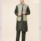 Dark Green Color Embroidered Work Silk Kurta And Pajama With Jacket Near Me