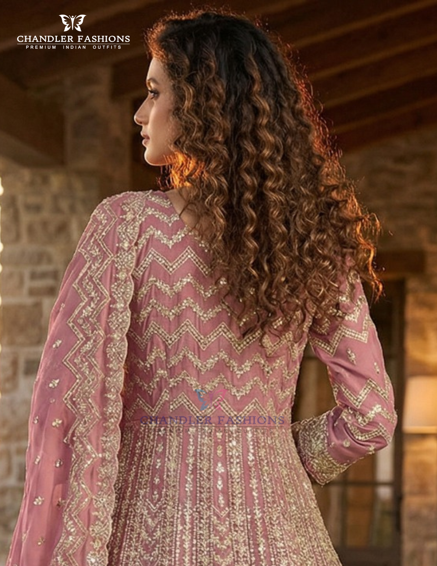 Pink Color Georgette With Thread Embroidery Work In Chandler