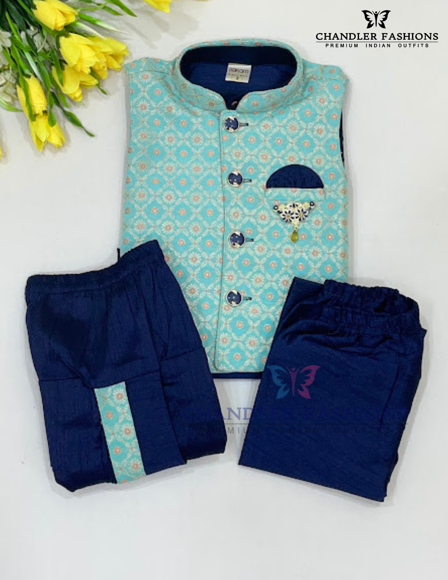 Blue Color Silk Cotton Kurta Pajama Pant In USA