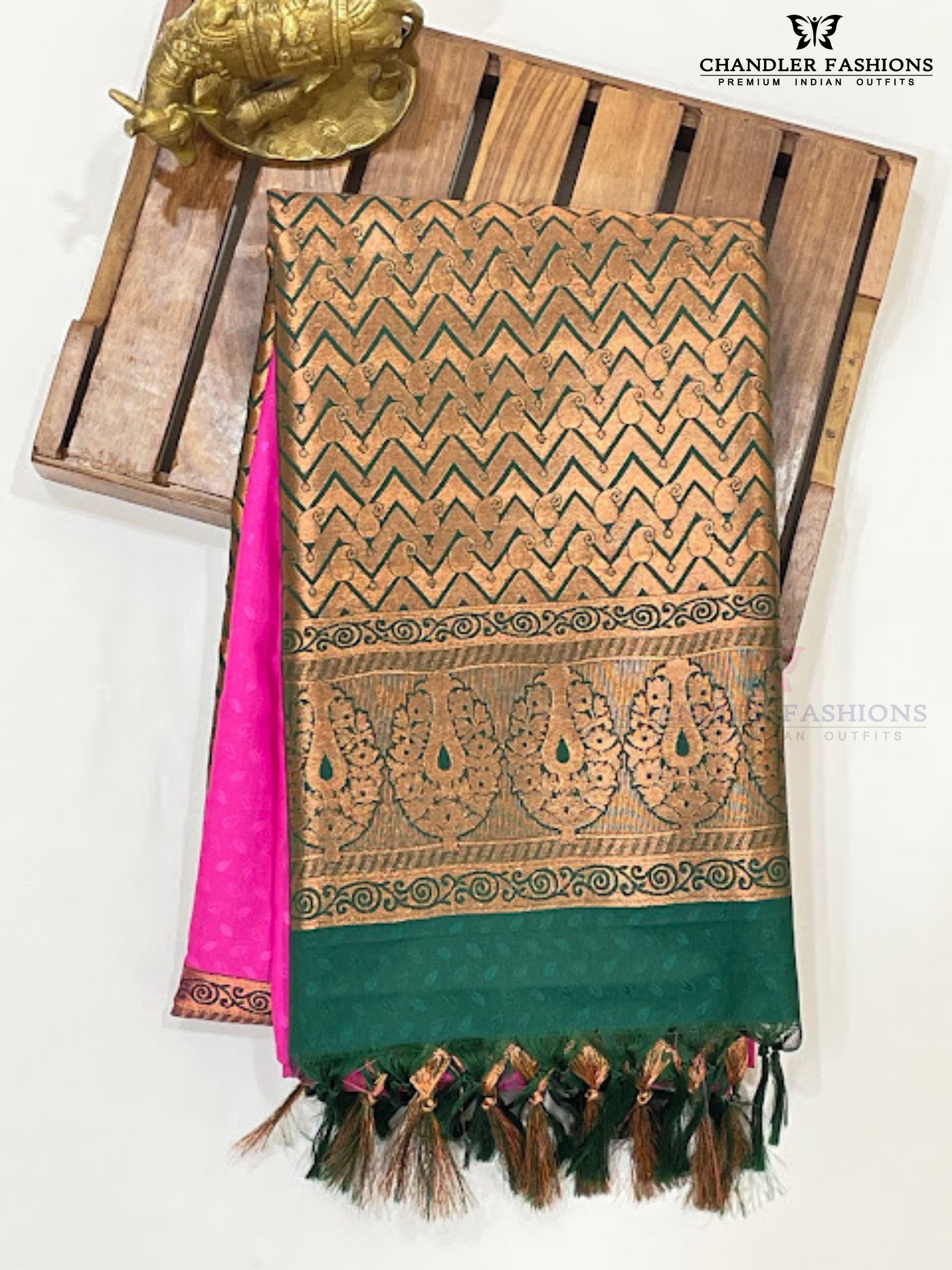 Pretty Pink Color Soft Silk Saree With Leaf And Wave Design Zari Work Near Me
