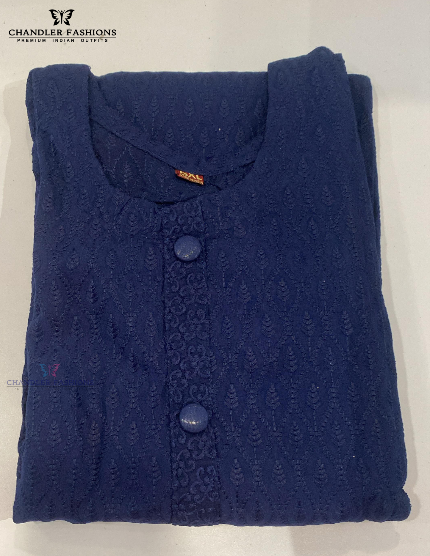 Gorgeous Blue Color Rayon With Chikankari Work Kurti For Women