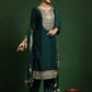 Beautiful Dark Green Color Cotton Silk With Embroidery Work Salwar Suits For Women Near Me