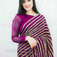 Elegant Purple Sequins Stripe Pure Georgette Trendy Saree Near Me