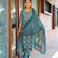 Elegant Light Blue Color Cotton Printed Embroidery Work Salwar Suits With Dupatta Set 