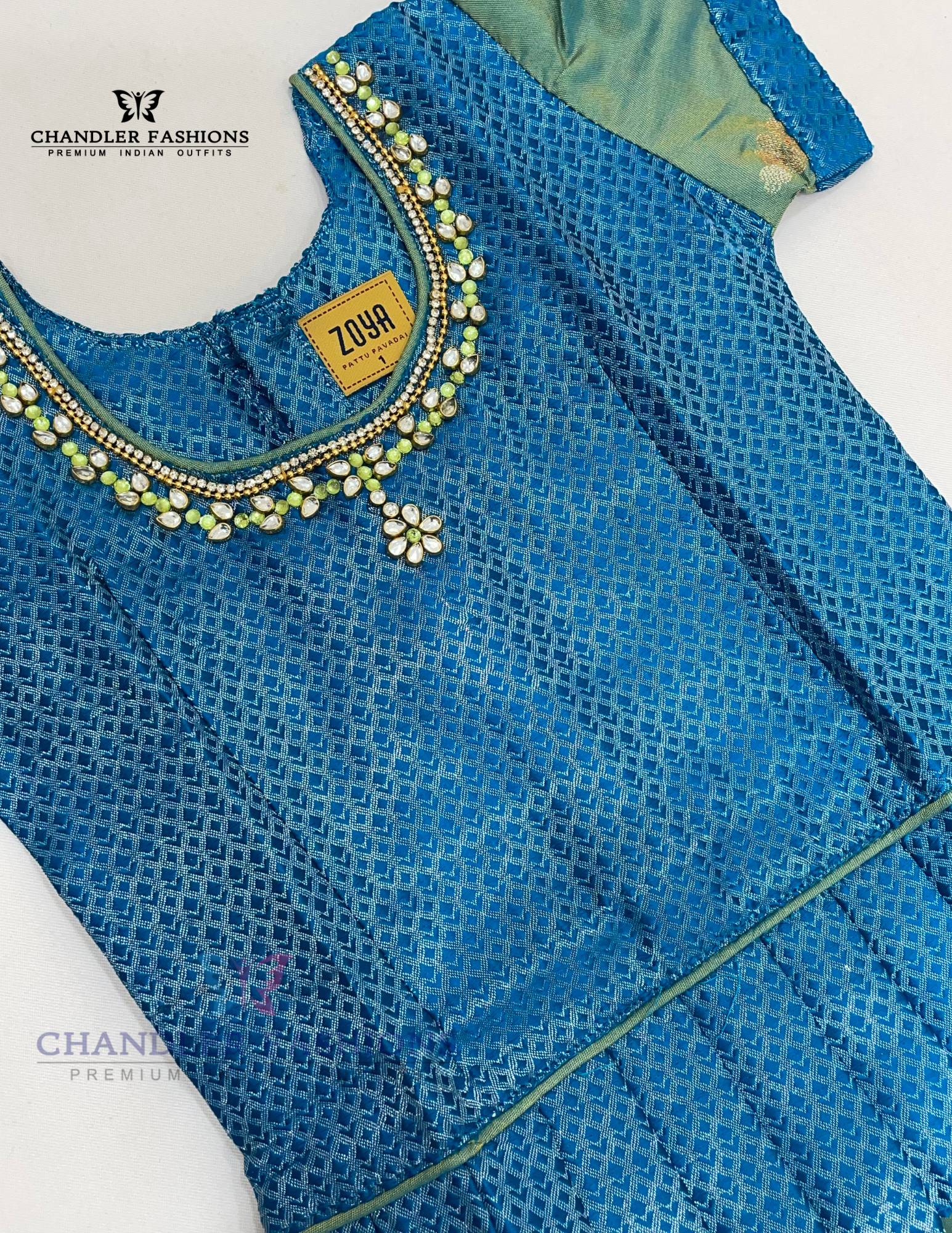 Green Color Soft Silk Langa Set In Yuma