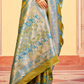 Olive Green Colored Banarasi Soft Silk Saree In USA