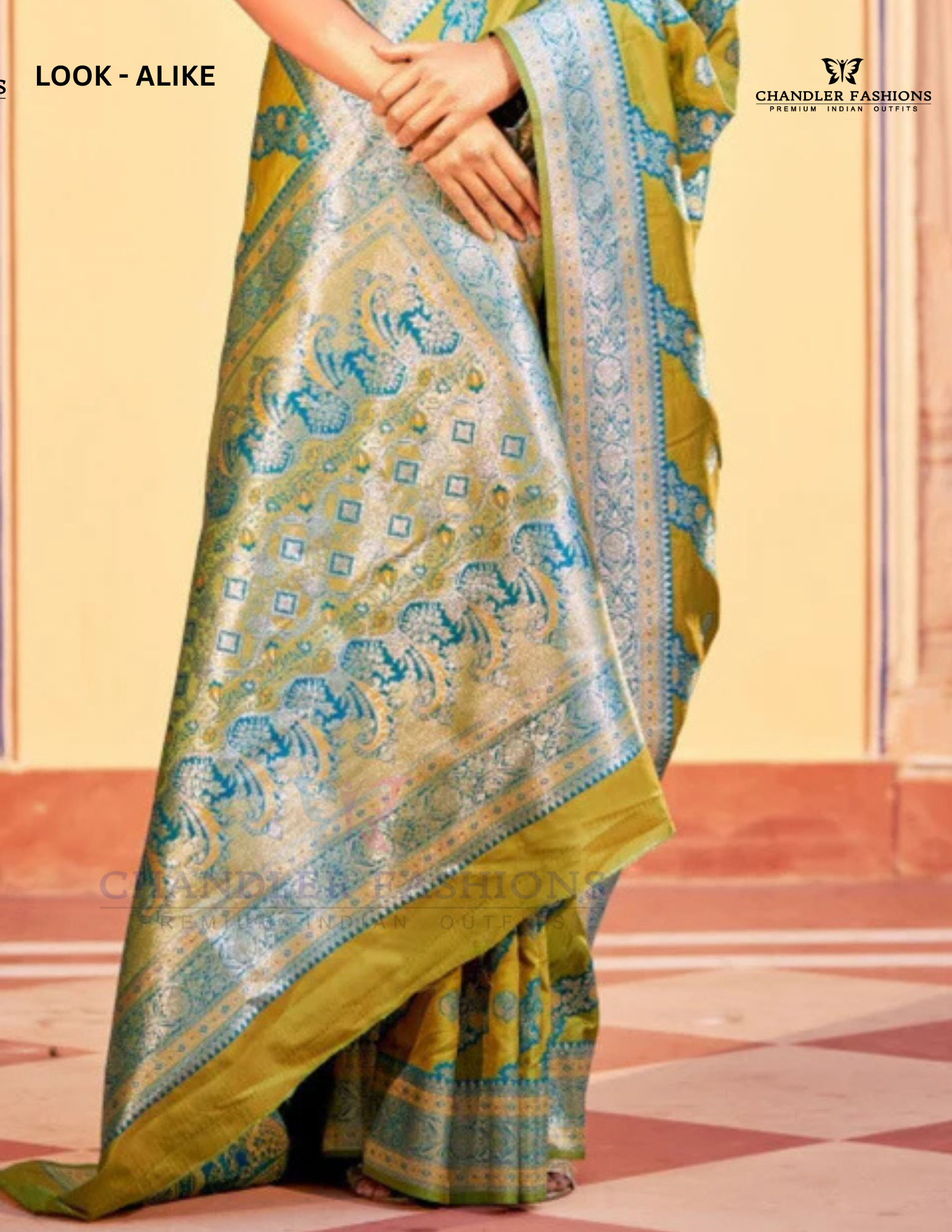 Olive Green Colored Banarasi Soft Silk Saree In USA