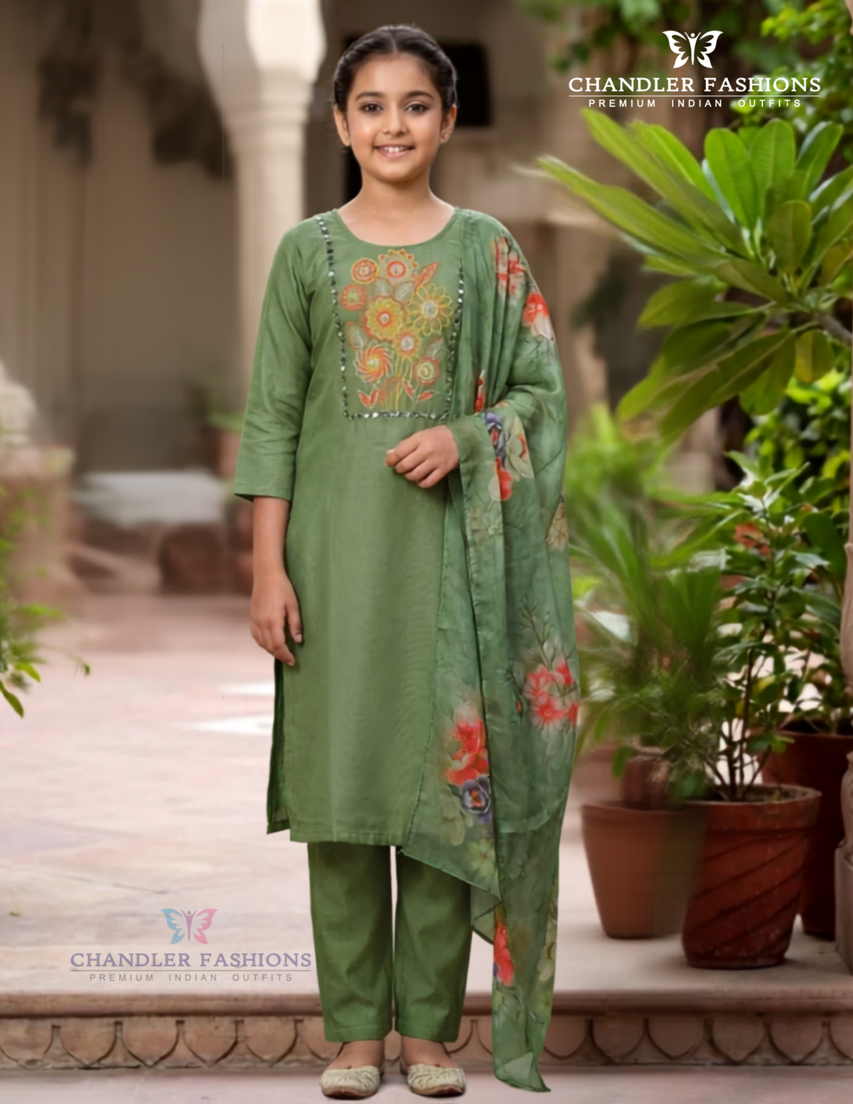 Gorgeous Green Color Embroidery Work With Silk Kurti Suits For Women