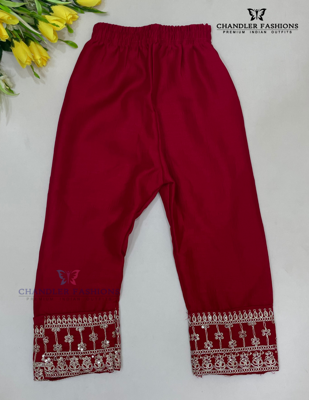 Stunning Red Color Georgette With Stone Work Kurti Suits For Kids Girls