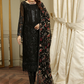 Appealing Black Color Georgette Salwar Suits With Embroidery Work Dupatta For Women