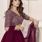 Wine Color Georgette Lehenga In Yuma