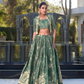 Appealing Green Color Tussar Silk With Floral Print Lehenga Choli  For Women