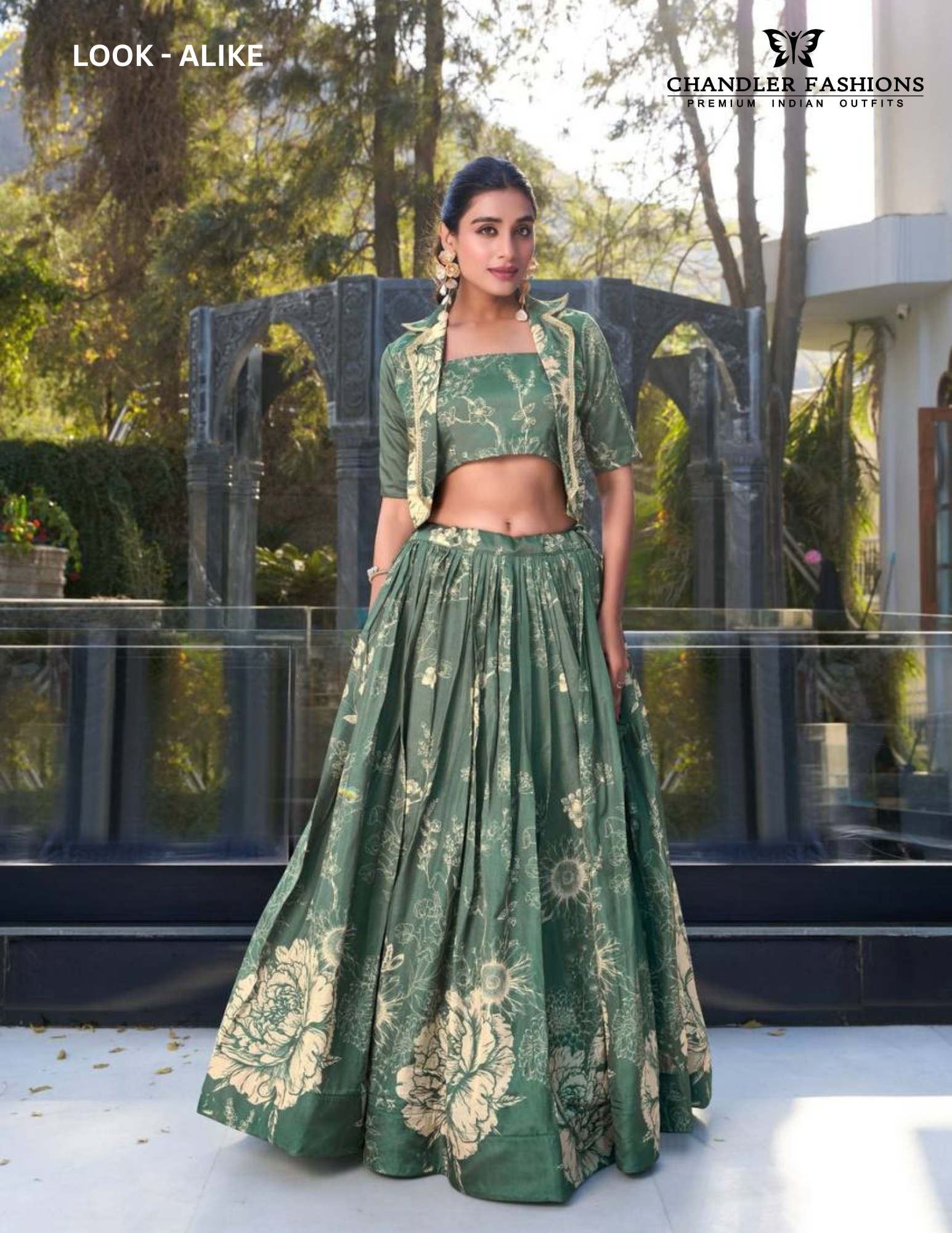 Appealing Green Color Tussar Silk With Floral Print Lehenga Choli  For Women