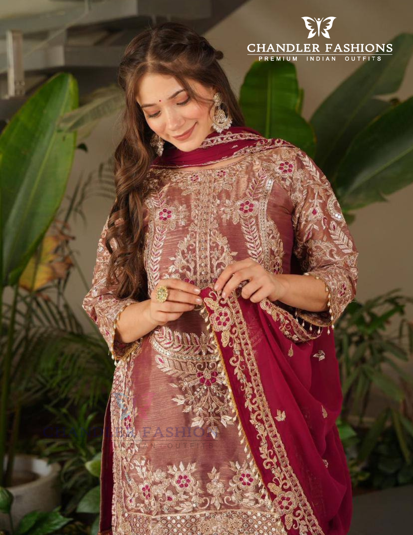 Maroon Color Crazy Silk Embroidery Sequins Work Palazzo Suits In Yuma
