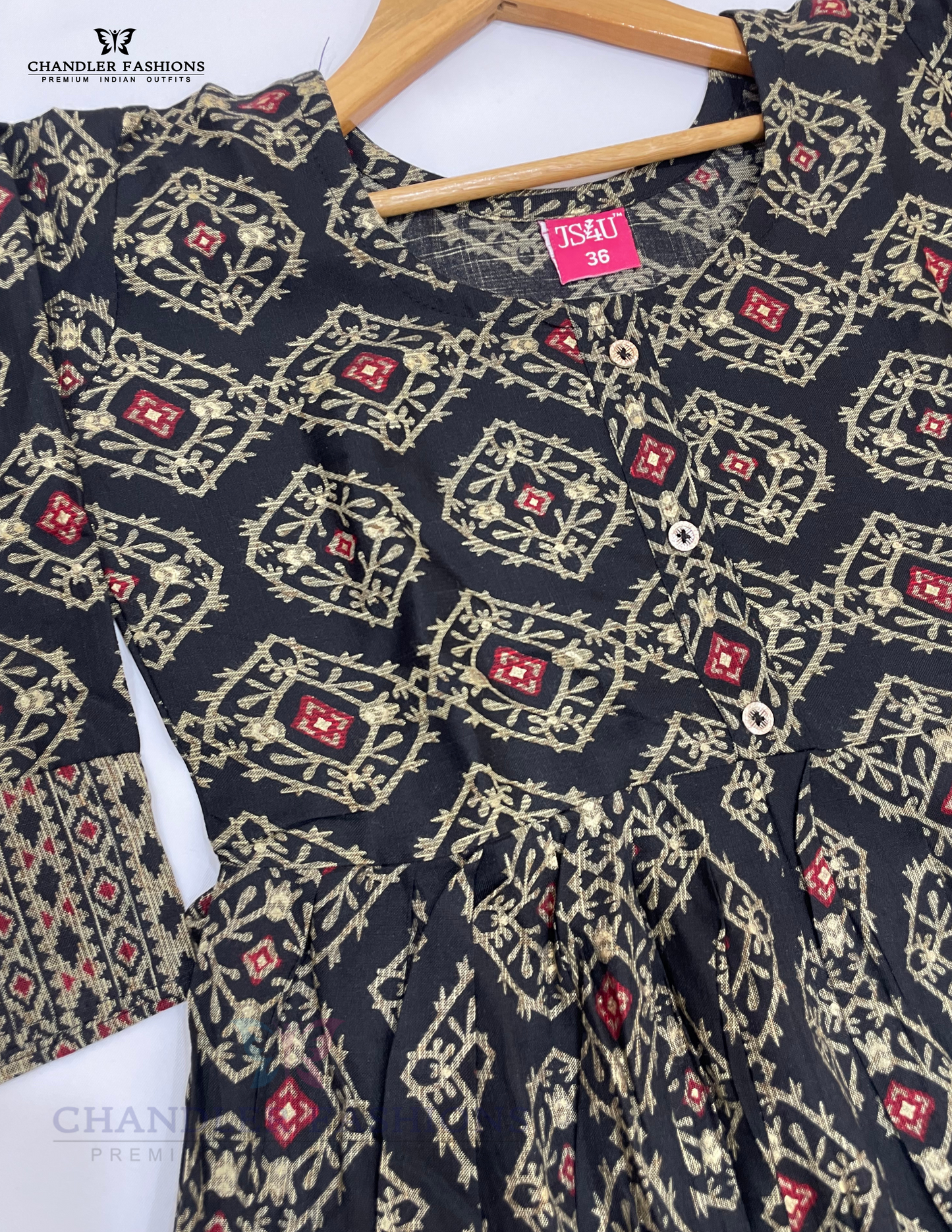 Elegant Black Color Self Design Kurti In Chandler