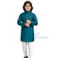 Glorious Teal Blue Color Silk With Embroidery Work Kurta Pajama Set For Kids