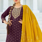 Glamorous Purple Color Rayon With Foil Print Kurti With Dupatta Sets For Women