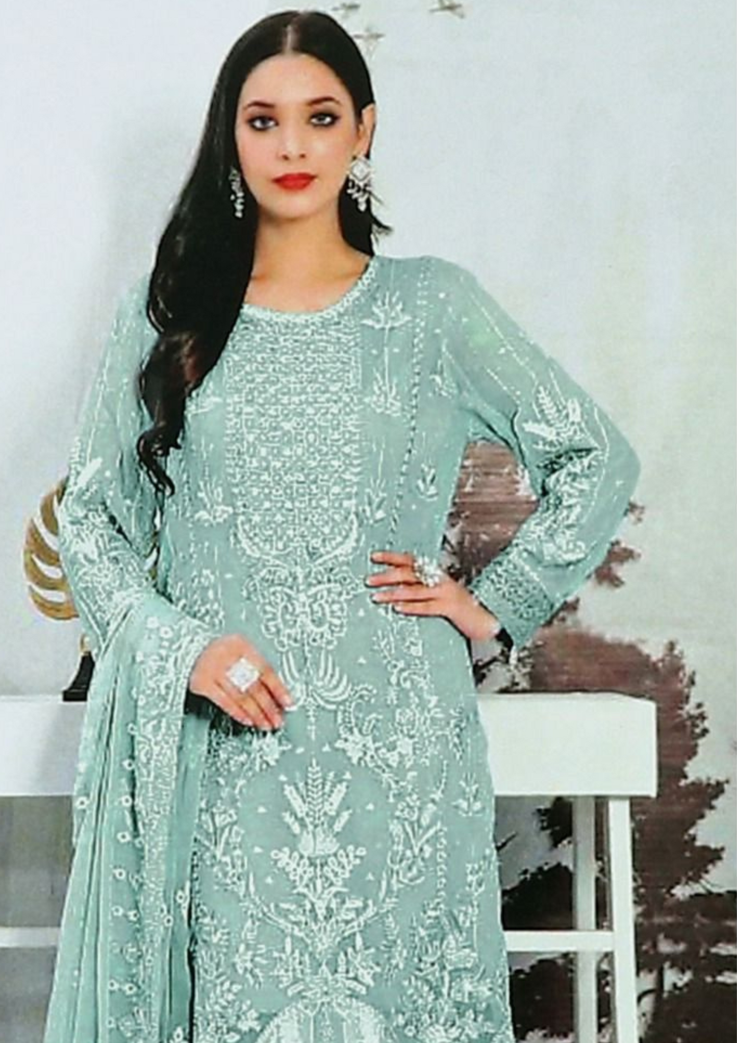 Charming Green Color Georgette Salwar Suits With Designer Dupatta Near Me